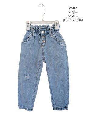ZARA Paperbag Denim Jeans 2T 3T